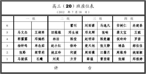 座位表空白模板